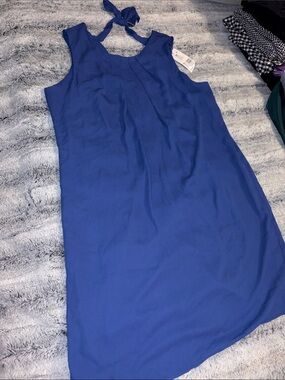 NWT F&F Sleeveless Tie-Neck Midi Dress in Royal Blue